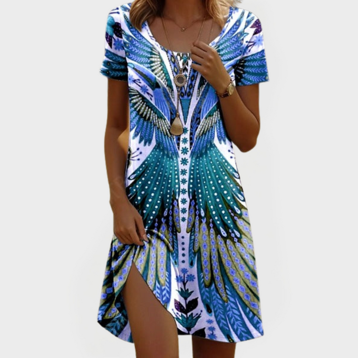 Βίντατζ Φόρεμα με Κοντά Μανίκια