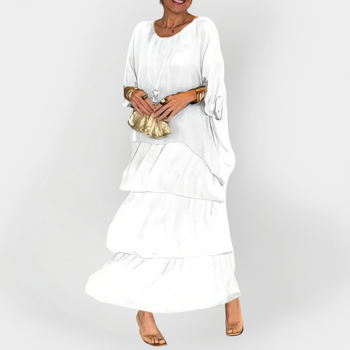 Φόρεμα Πλισέ με Εφέ Διπλής Στρώσης