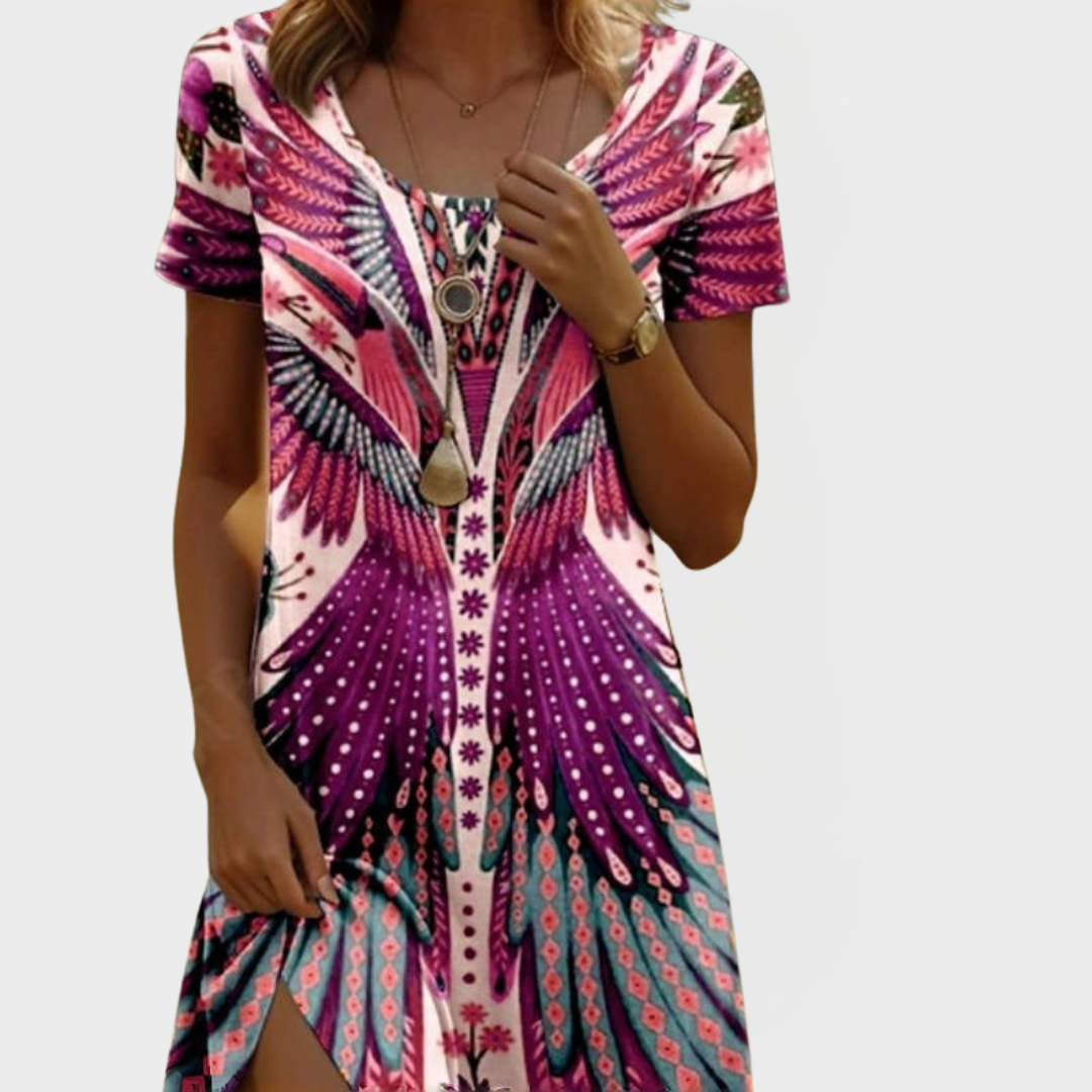 Βίντατζ Φόρεμα με Κοντά Μανίκια