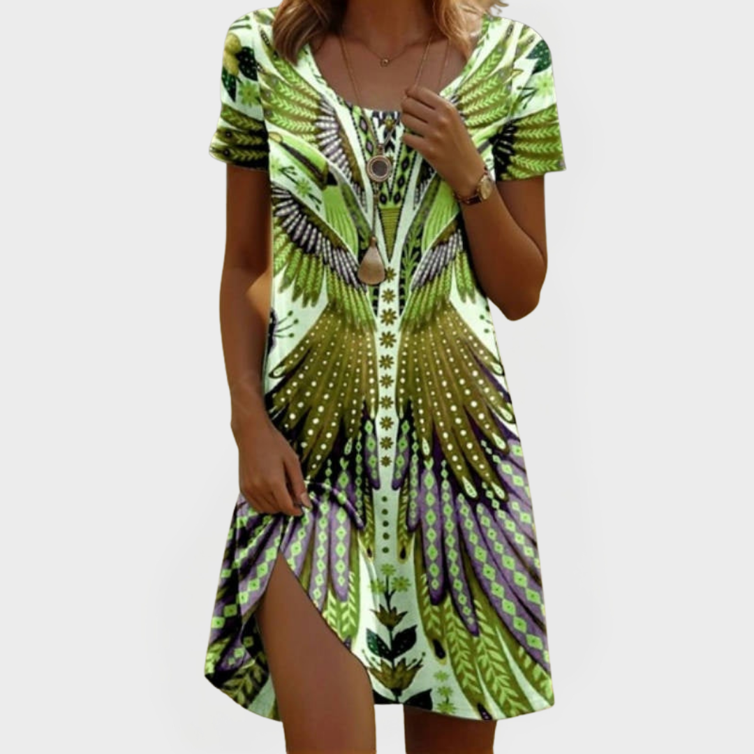 Βίντατζ Φόρεμα με Κοντά Μανίκια