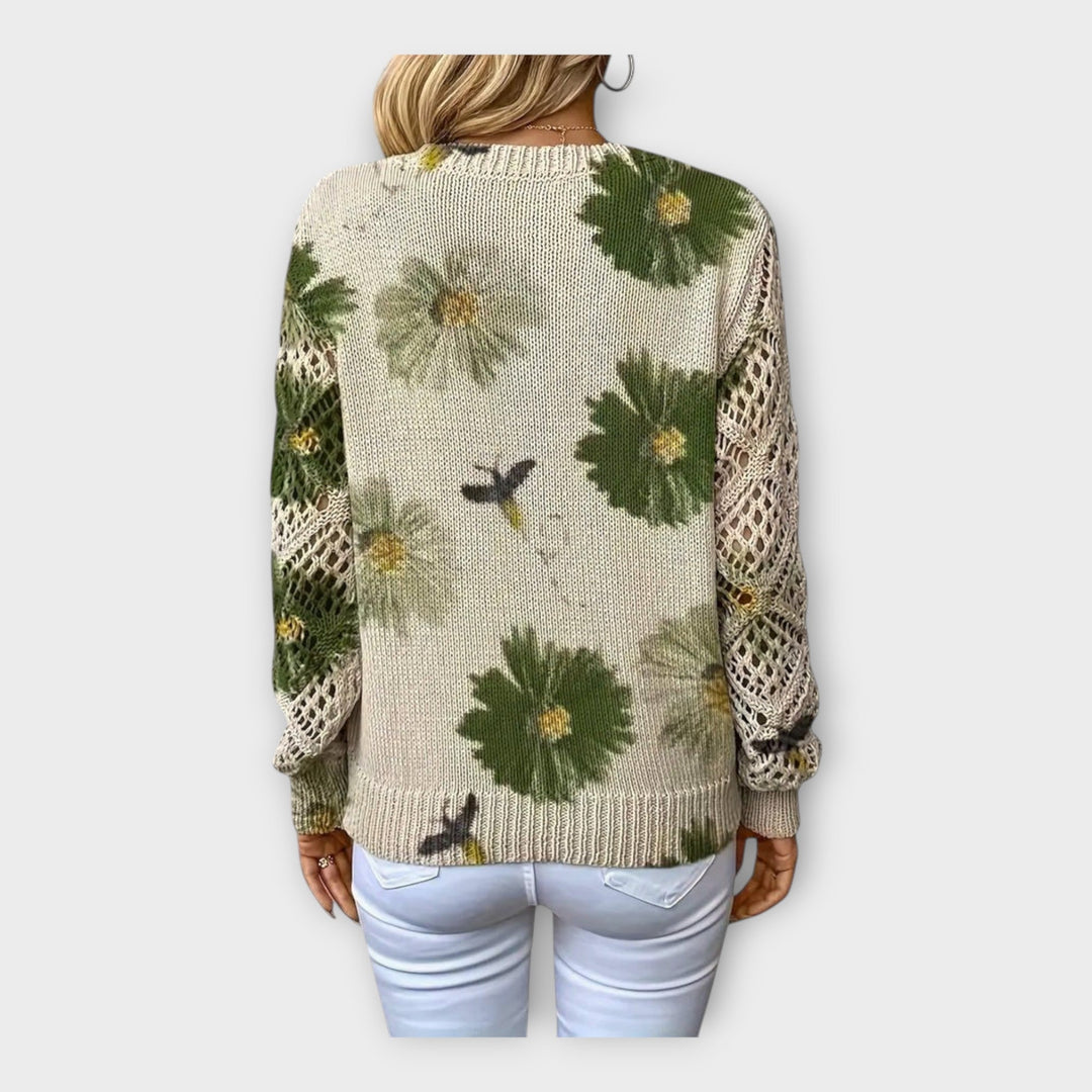 Πλεκτή Μπλούζα με Λεπτομέρειες Δαντέλας