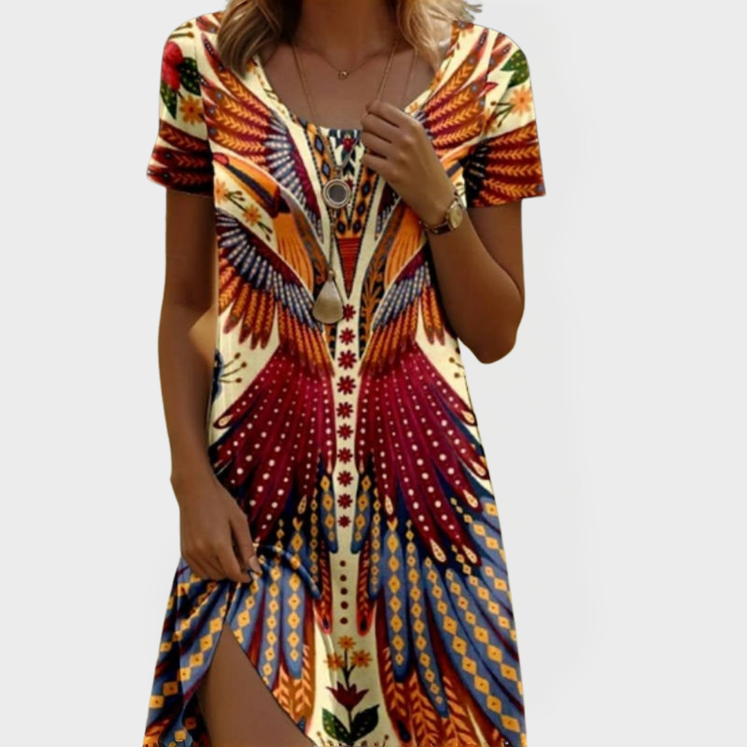 Βίντατζ Φόρεμα με Κοντά Μανίκια