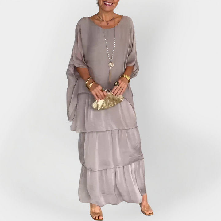 Φόρεμα Πλισέ με Εφέ Διπλής Στρώσης