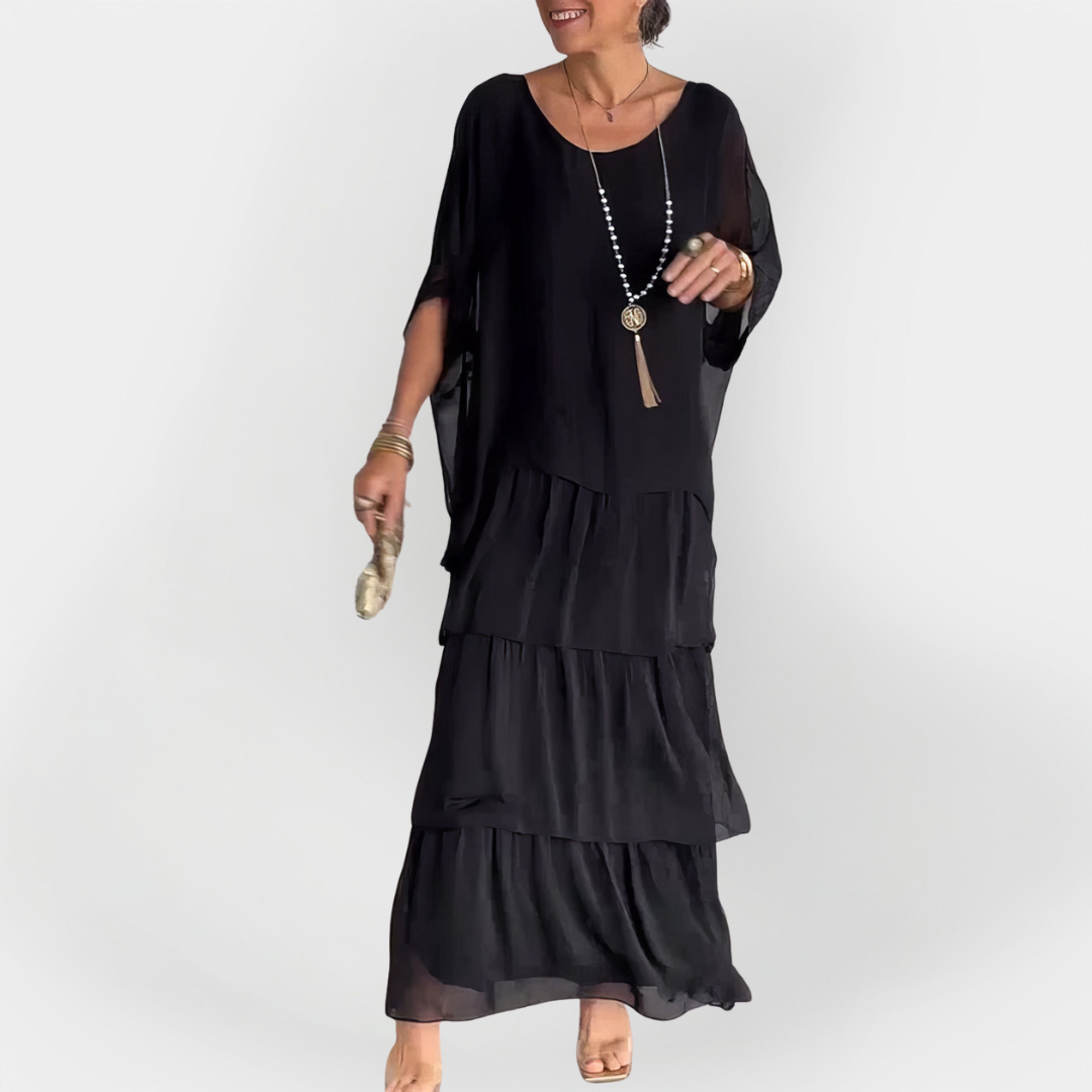 Φόρεμα Πλισέ με Εφέ Διπλής Στρώσης