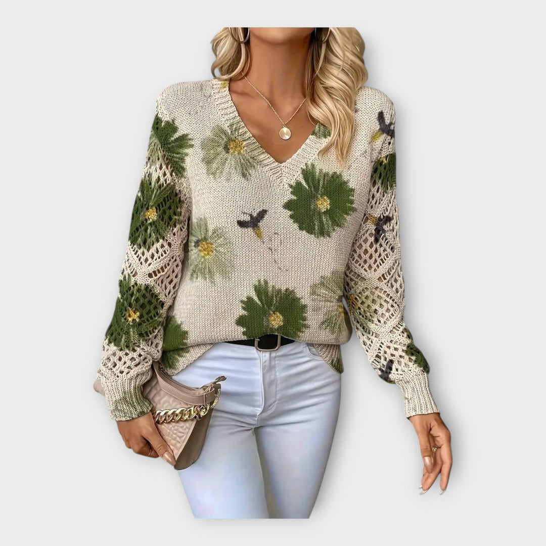 Πλεκτή Μπλούζα με Λεπτομέρειες Δαντέλας