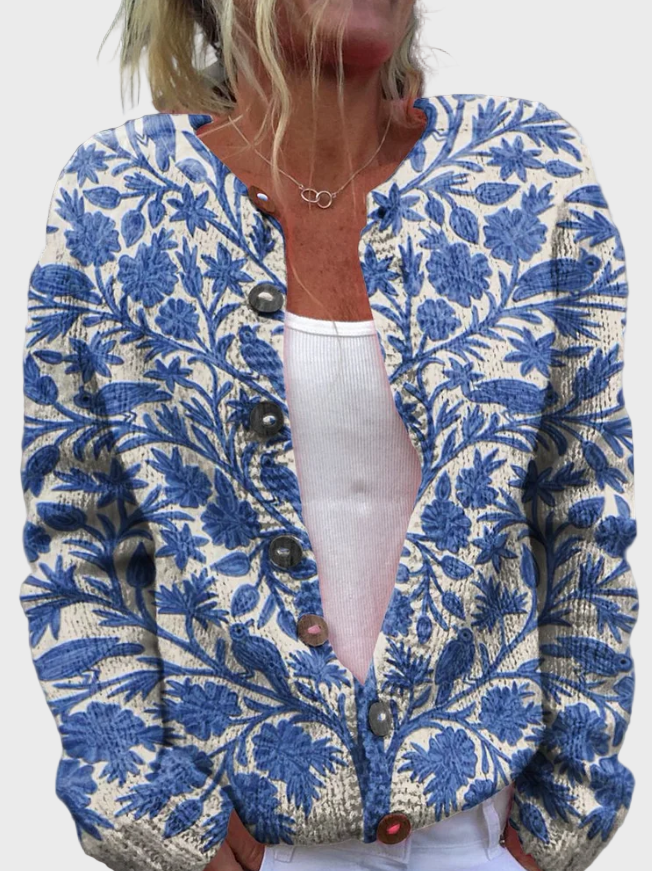 Πλεκτό Γιλέκο με Λουλουδάτο Σχέδιο