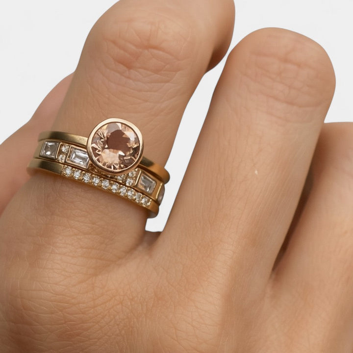 Θάλεια - Σετ δαχτυλιδιών με κρυστάλλινες λεπτομέρειες και χρυσές πινελιές