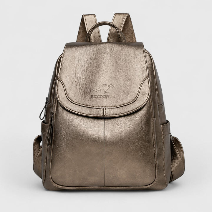 Καλλιστώ - Δερμάτινο σακίδιο πλάτης με αντικλεπτικό σχέδιο και στυλ