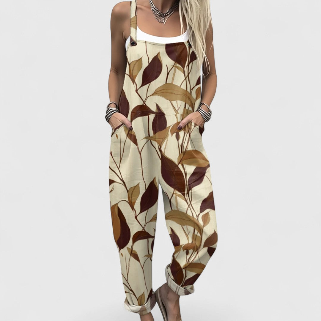 Μαρίσσα - Άνετη ολόσωμη φόρμα με τροπικό ανθοφυλλωτό μοτίβο