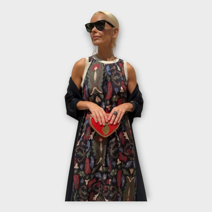 Μάξι Φόρεμα με Εκλεπτυσμένα Μοτίβα