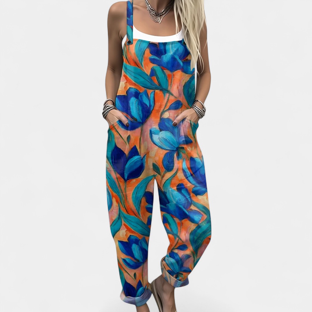 Ουρανία - λουλουδάτη σαλοπέτα με τσέπες για άνετες boho εμφανίσεις την άνοιξη και το καλοκαίρι