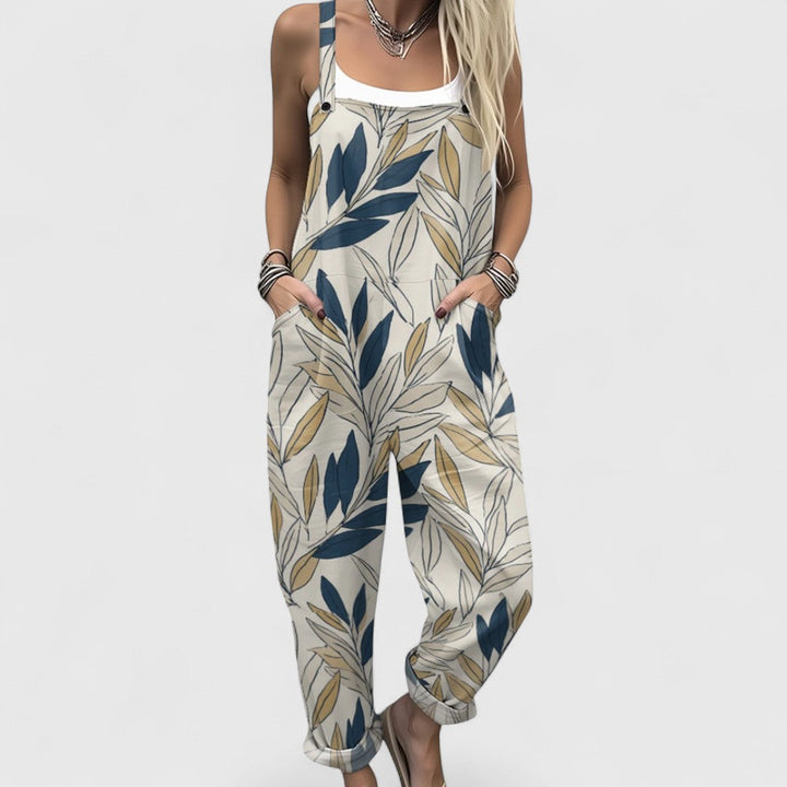 Μαρίσσα - Άνετη ολόσωμη φόρμα με τροπικό ανθοφυλλωτό μοτίβο