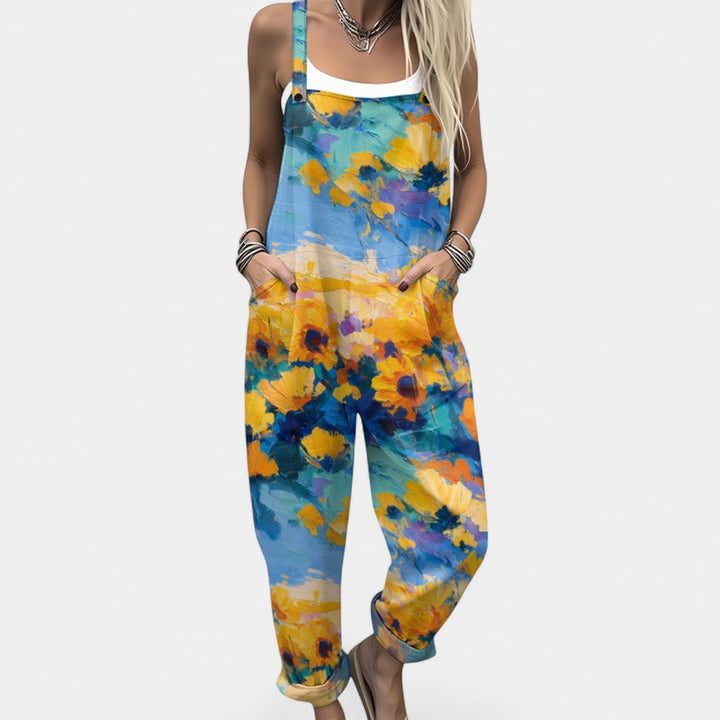 Ουρανία - λουλουδάτη σαλοπέτα με τσέπες για άνετες boho εμφανίσεις την άνοιξη και το καλοκαίρι