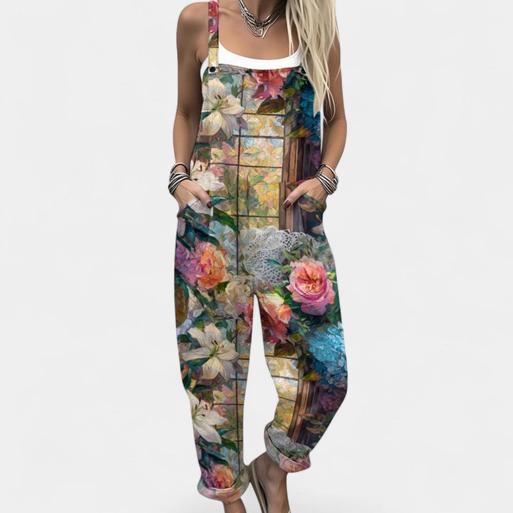 Ουρανία - λουλουδάτη σαλοπέτα με τσέπες για άνετες boho εμφανίσεις την άνοιξη και το καλοκαίρι