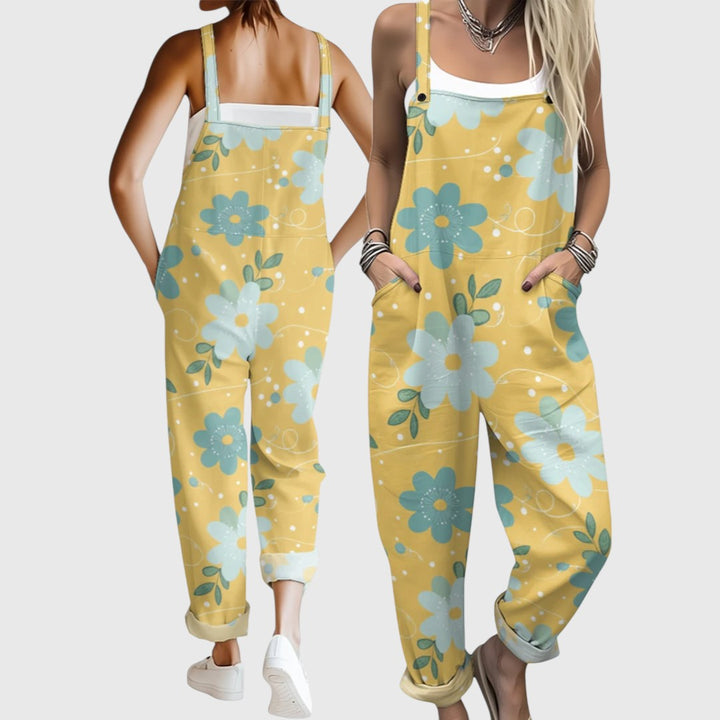 Μαρίσσα - Άνετη ολόσωμη φόρμα με τροπικό ανθοφυλλωτό μοτίβο