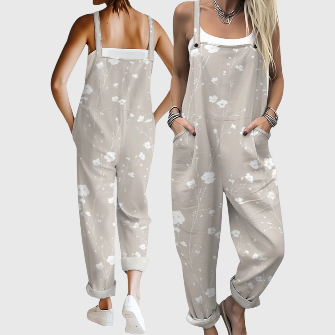 Μαρίσσα - Άνετη ολόσωμη φόρμα με τροπικό ανθοφυλλωτό μοτίβο