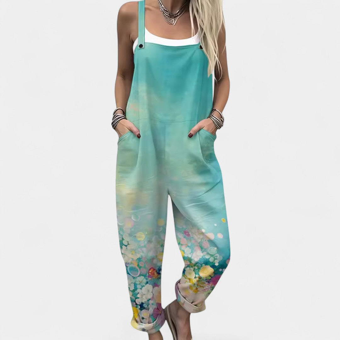 Δωροθέα - Ολόσωμη φόρμα με μοτίβο λεβάντας και καλοκαιρινή αέρινη άνεση