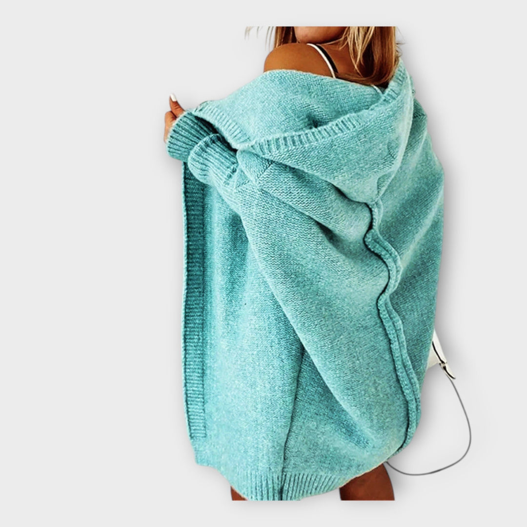 Πλεκτή Ζακέτα με Κουκούλα