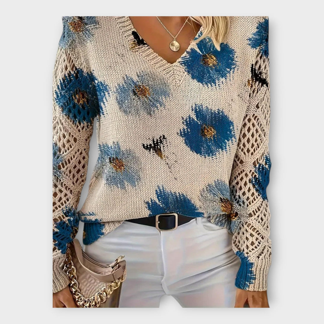 Πλεκτή Μπλούζα με Λεπτομέρειες Δαντέλας