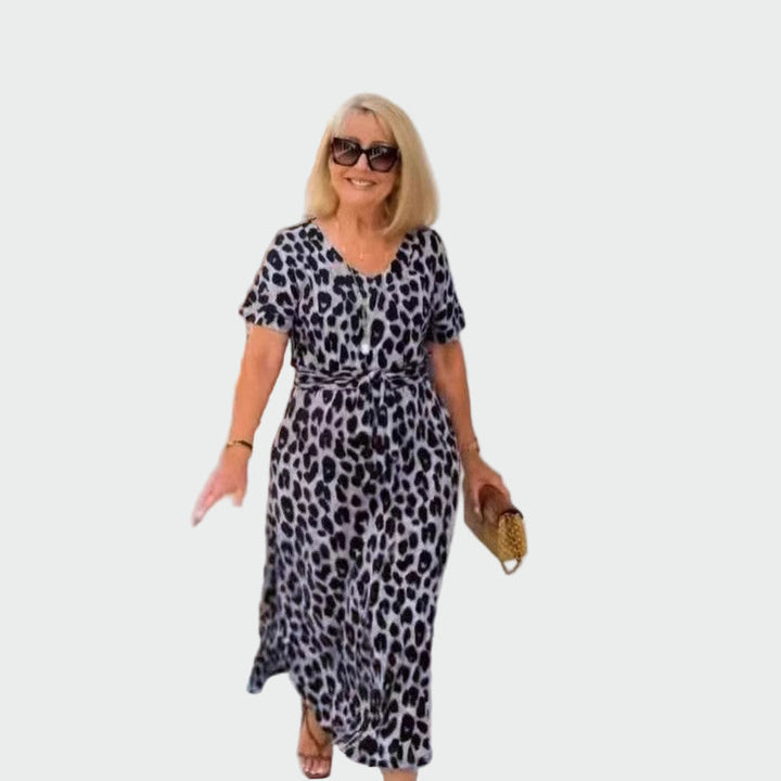 Φόρεμα με λεοπάρ εκτύπωση και Εντυπωσιακό Ντεκολτέ σε σχήμα V