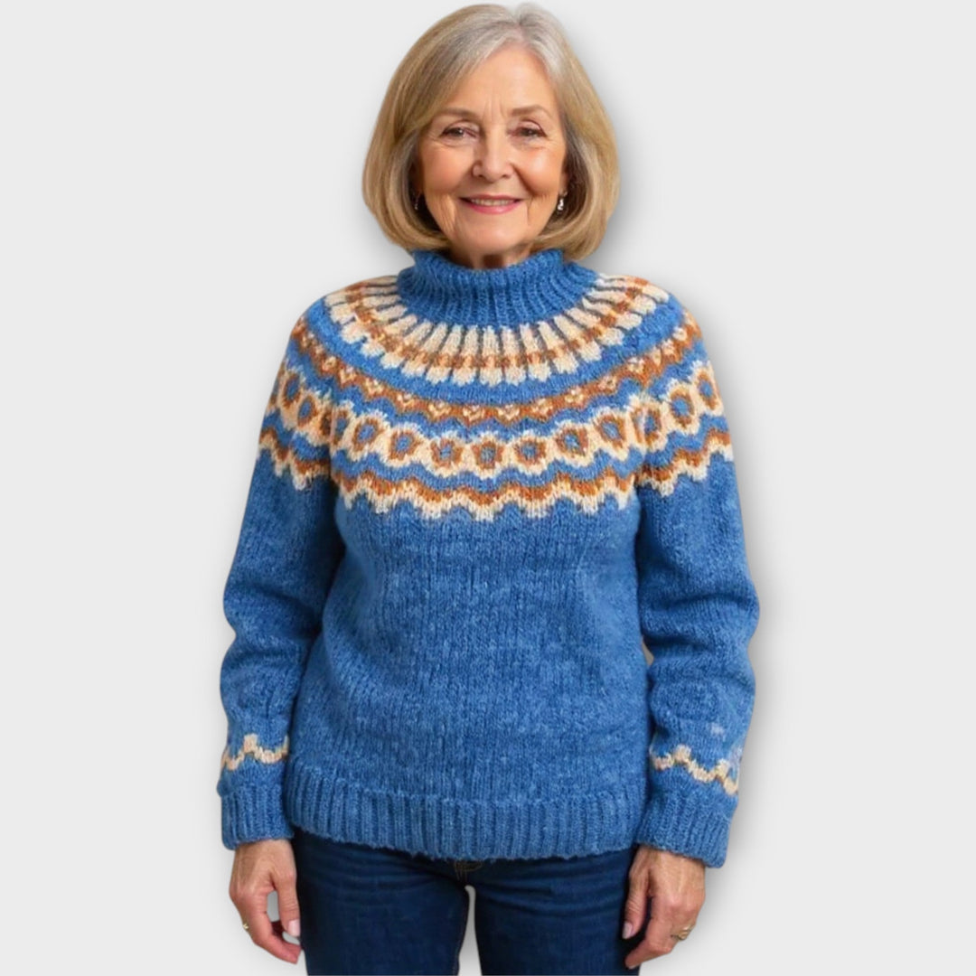 Πλεκτό Πουλόβερ με Σχέδιο στον Γιακά