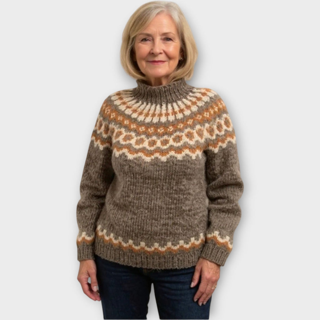 Πλεκτό Πουλόβερ με Σχέδιο στον Γιακά