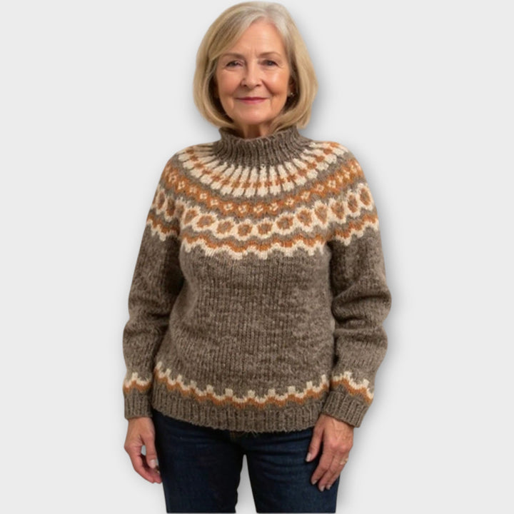 Πλεκτό Πουλόβερ με Σχέδιο στον Γιακά