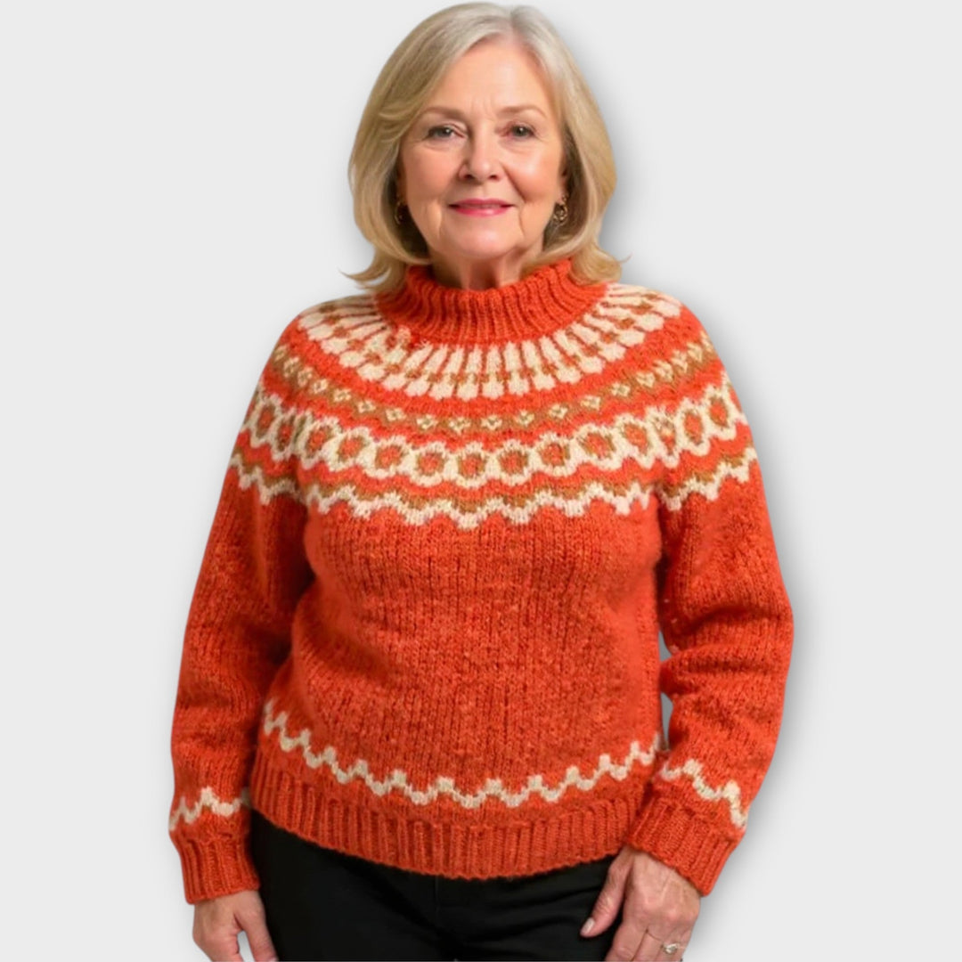 Πλεκτό Πουλόβερ με Σχέδιο στον Γιακά