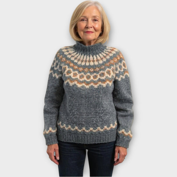 Πλεκτό Πουλόβερ με Σχέδιο στον Γιακά