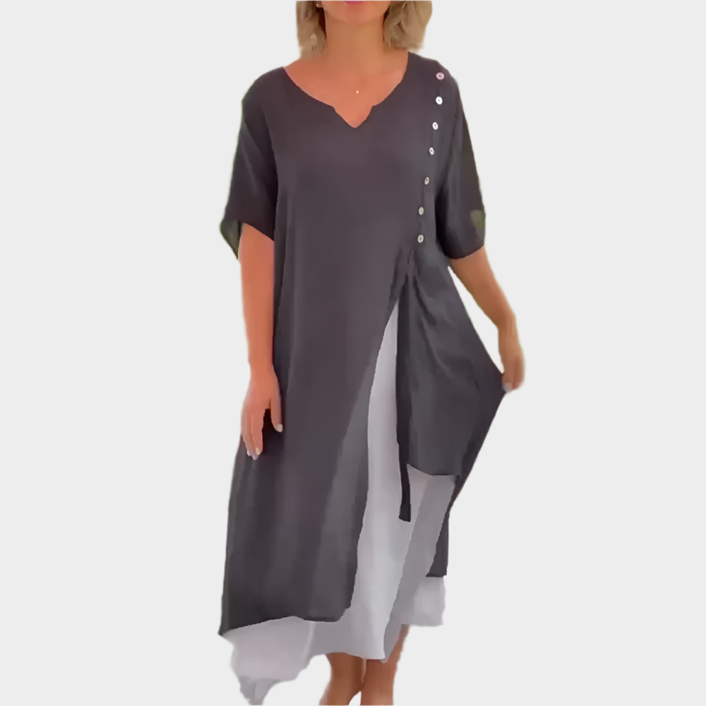 Κλασικό Μάξι Φόρεμα σε Μονόχρωμη Απόχρωση